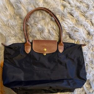 Longchamp Navy and Brown Tote Bag